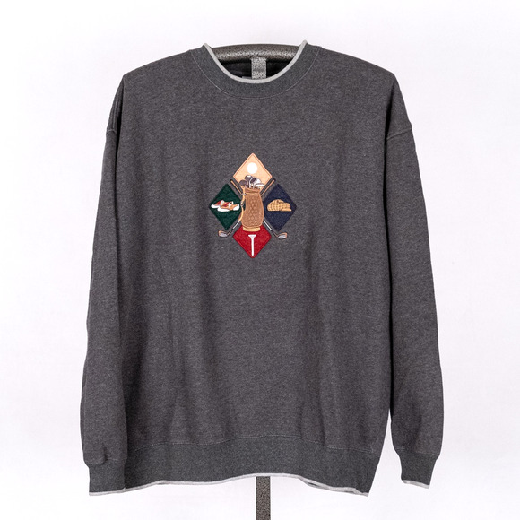 Vintage MCcc Sportswear Men's Golf Theme Sweatshirt XXL Preppy Resort Grandpa - Picture 1 of 6